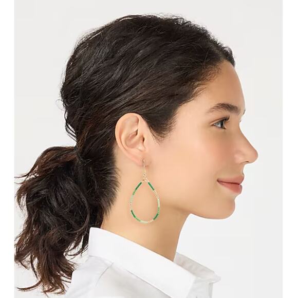 NWT J. Crew Gold Beaded Boho/Festival Hoop Earrings - Picture 8 of 8